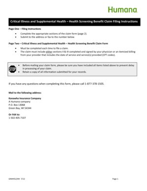 Critical Illness and Supplemental Health Claim Form
