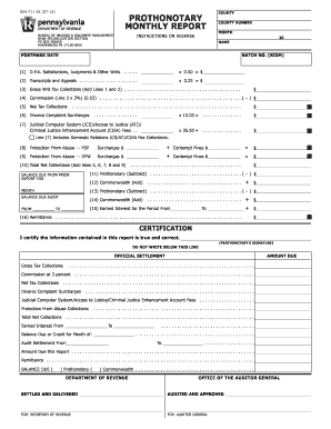 Prothonotary Monthly Report REV-711 - Department of Revenue