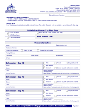 Benton County Dog License Application