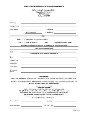 Niagara County Tax Search and Receipt Request Form