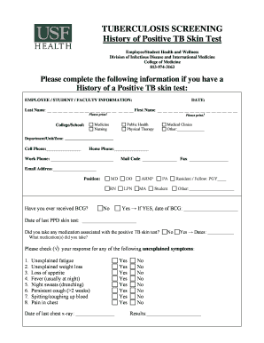 Tuberculosis Screening Form