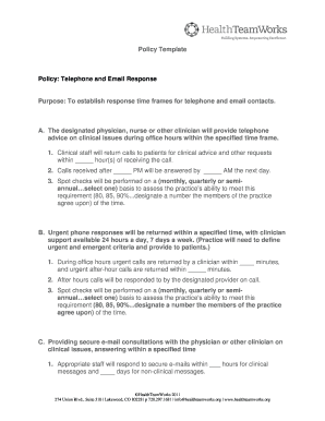 Telephone and Email Response Policy Template