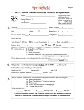 2011/12 School of Human Services Financial Aid Application