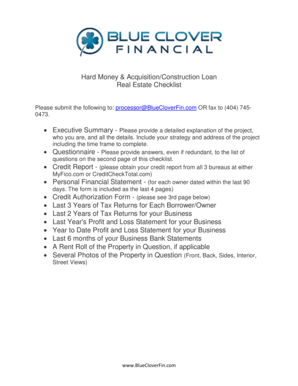 Hard Money Real Estate Loan Application Checklist