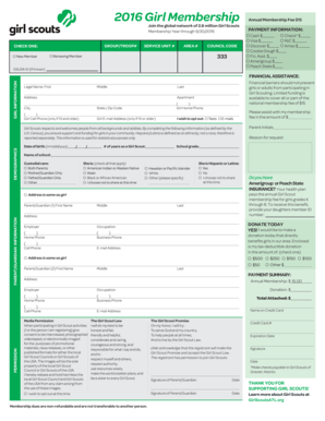Girl Scouts Membership Application Form