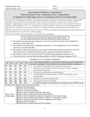Social Work Foundation Year Competency Assessment Form