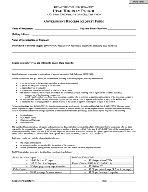 Utah Government Records Request Form