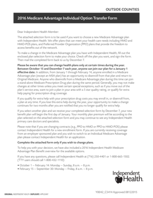 2016 Medicare Advantage Individual Option Transfer Form