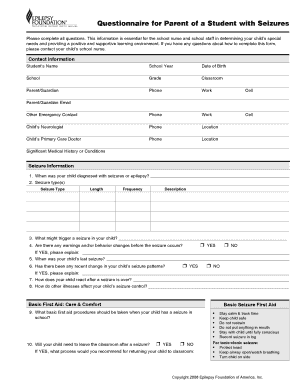 Student Seizure Information Form