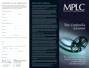 Umbrella License Application Terms and Conditions