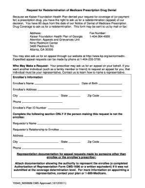 Request for Redetermination of Medicare Prescription Drug Denial