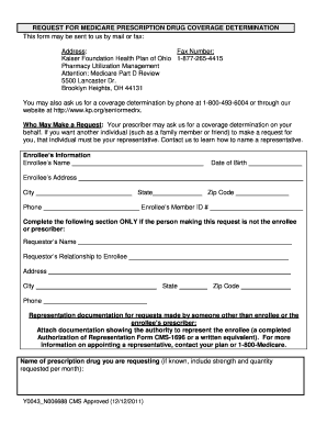 Medicare Prescription Drug Coverage Determination Form
