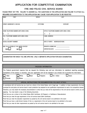 Fire and Police Civil Service Exam Application