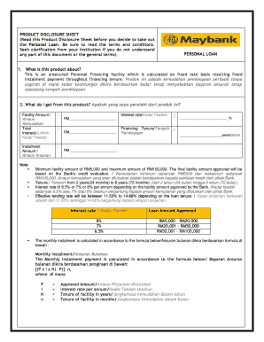 Malaysia Personal Loan Disclosure Sheet
