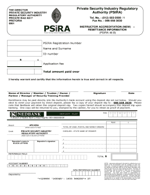 PSIRA Instructor Accreditation Application