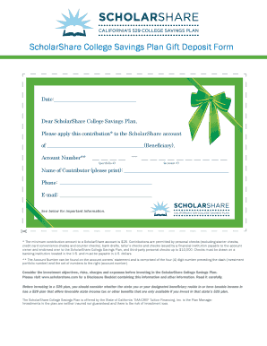 ScholarShare College Savings Plan Gift Deposit Form