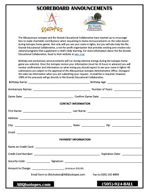 Albuquerque Isotopes Birthday Announcement Form
