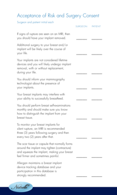 Surgery Consent Form for Breast Implants