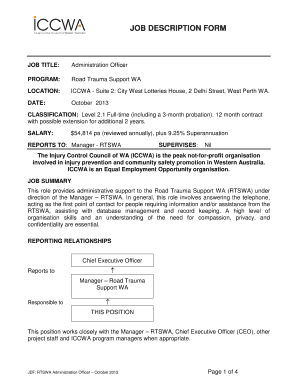 Job description template - Injury Control Council of Western Australia - iccwa org