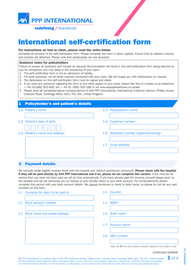 AXA PPP International Self-Certification Form