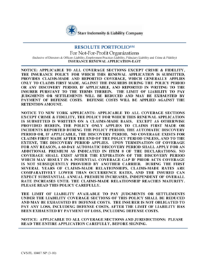 Resolute Portfolios Insurance Renewal Application