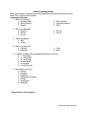 Service-Learning Survey