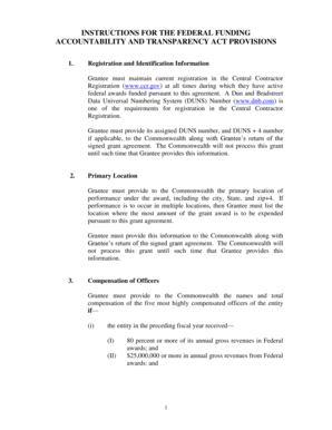 Federal Funding Accountability and Transparency Act Compliance Form