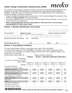 Health Allergy Medication Questionnaire