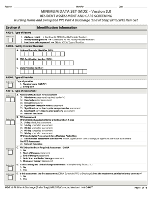 MDS 3.0 PPS Part A Discharge Form