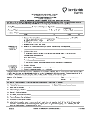 Nationwide Specialty Insurance Claim Form