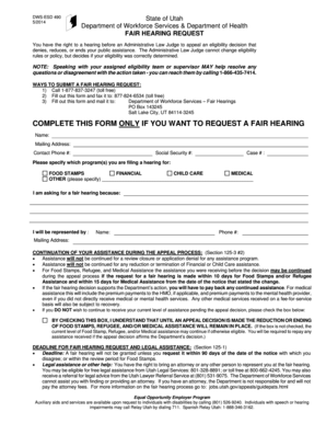 Utah Fair Hearing Request Form