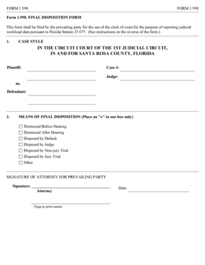 Florida Final Disposition Form 1.998