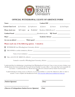 Fillable Online wju University Withdraw Form Fax Email Print - pdfFiller