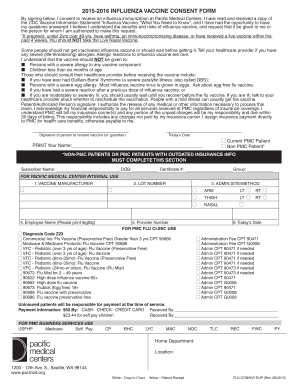 Influenza Vaccine Consent Form