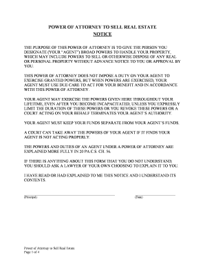 Power of Attorney to Sell Real Estate