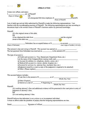 Affidavit of Debt