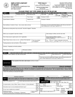 North Dakota Workers Compensation Injury Report Form
