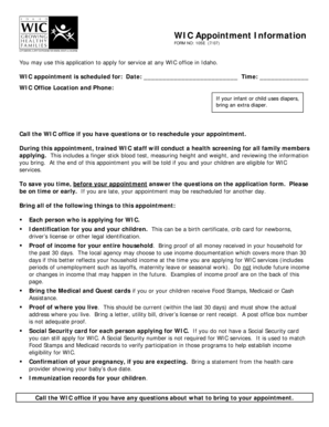 WIC Appointment Application Form
