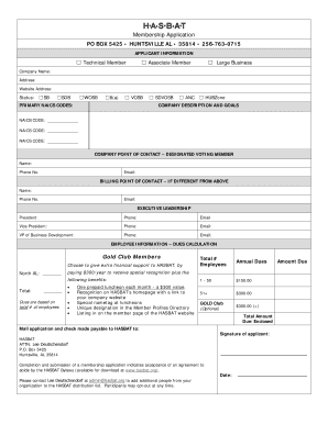 Membership Application PO BOX 5425 HUNTSVILLE AL 35814 2567630715 APPLICANT INFORMATION Technical Member Associate Member Large Business Company Name: Address: Website Address: Status: SB SDB WOSB 8(a) VOSB PRIMARY NAICS CODES: SDVOSB ANC