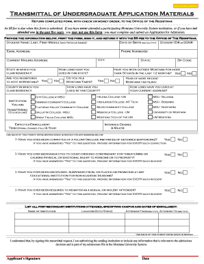 Transmittal of Undergraduate Application Materials