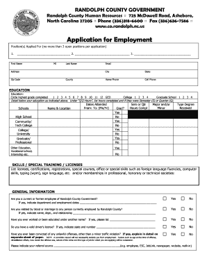 Randolph County Employment Application