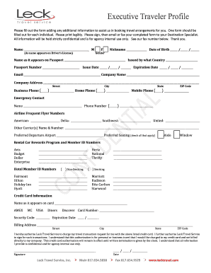Travel Arrangement Form