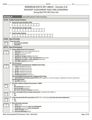 MDS 3.0 Swing Bed Assessment Form