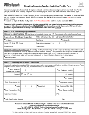 Biometrics Screening Results Form