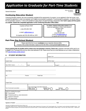 Application to Graduate for Part-Time Students