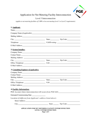 Application for Net Metering Facility Interconnection