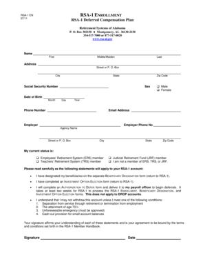RSA-1 Deferred Compensation Plan Enrollment Form