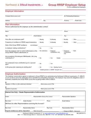 Group RRSP Employer Setup Form