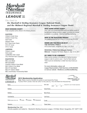 Marshall & Sterling Insurance League Membership Application