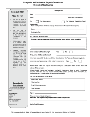 Complaint Form CoR 135.1